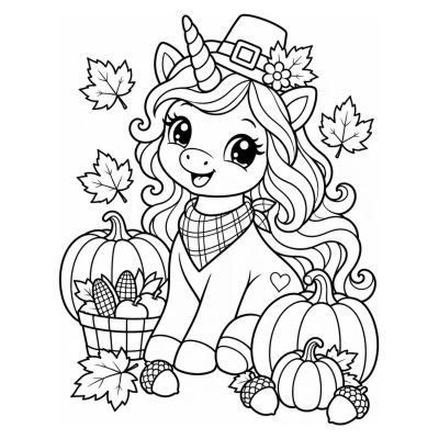 Kawaii Thanksgiving unicorn