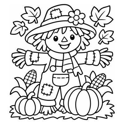 Scarecrow and harvest
