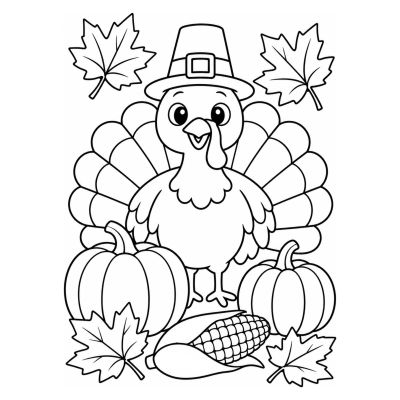 Thanksgiving turkey and maple leaves